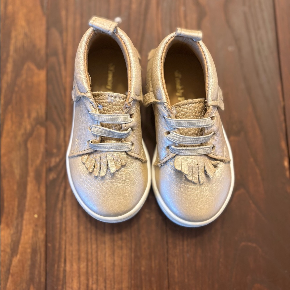 Freshly Picked Gold Moccasin Kids Shoes